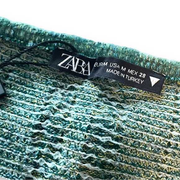 NWT Zara Marl Knit V-Neckline Corset Crop Top  In Color Green Size Medium - Picture 7 of 9